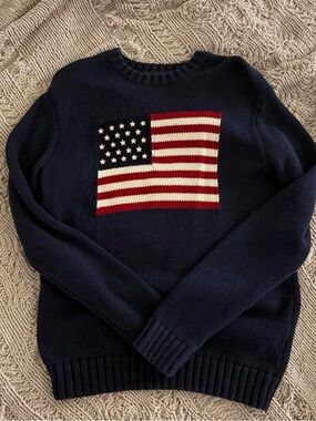 Brandy Melville Navy Sweater with American Flag Knit